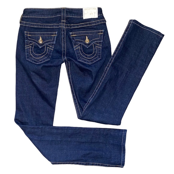 True Religion Billy Crystal Pave Jeans Low Rise Straight Leg Y2K Pants Size 25 - Picture 4 of 9